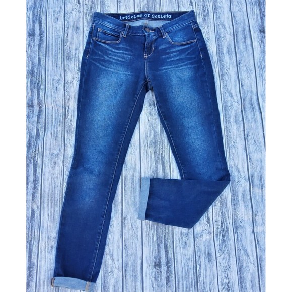 Articles Of Society Size 24 Jeans Skinny Medium Wash Stretch Denim Blue Womens - Picture 1 of 4